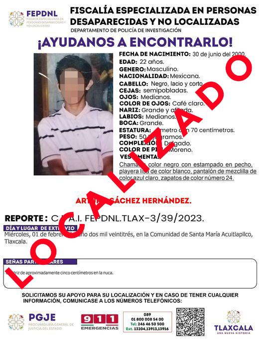Presenta PGJE a masculino reportado como desaparecido